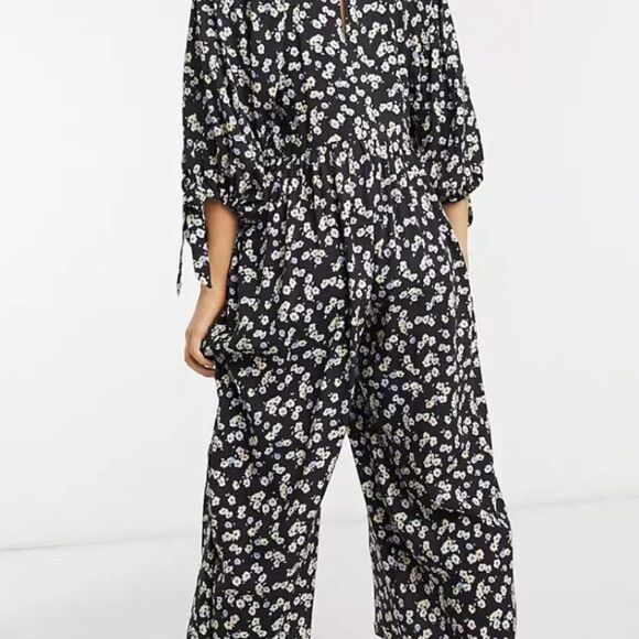 ASOS Design Floral Smock Jumpsuit {Navy} - Picture 6 of 6